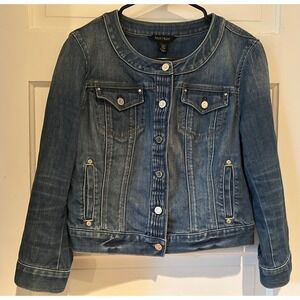 White House Black Market Women's Denim Jacket Medium Wash Blue Size 10